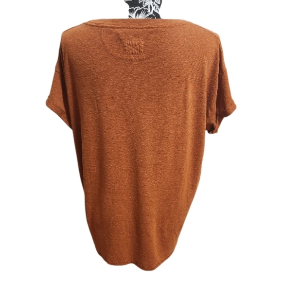 prAna Foundation Short Sleeve V-Neck Tee Rust Orange XLarge - Picture 4 of 9